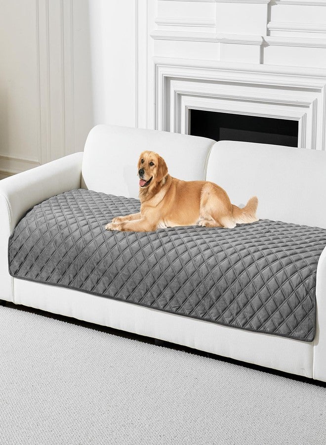 DEEPDREAM Deep Dream Velvet Couch Cover, Sectional Sofa Covers, Anti Slip Couch Covers for 3 Cushion Couch Pet Friendly, Washable Sofa Slipcovers for Dogs Pets Kids, Furniture Protector(Dark Grey, 36"x 71") - Image 1